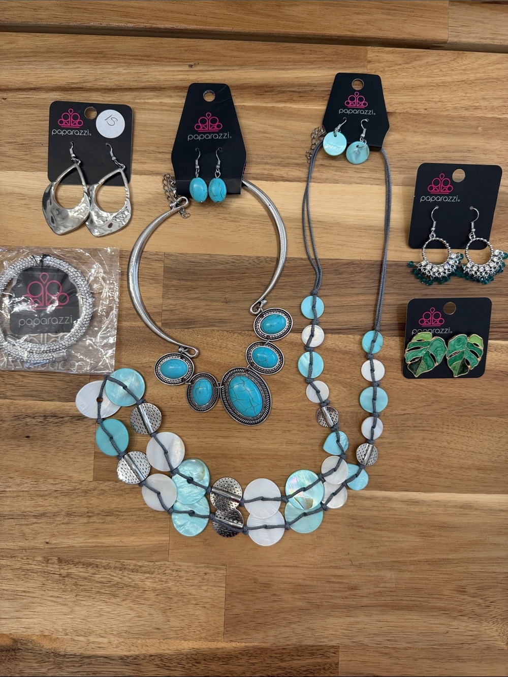 paparazzi Lot with Turquoise Multi-Piece Necklace & Earring Set - Silver Accents